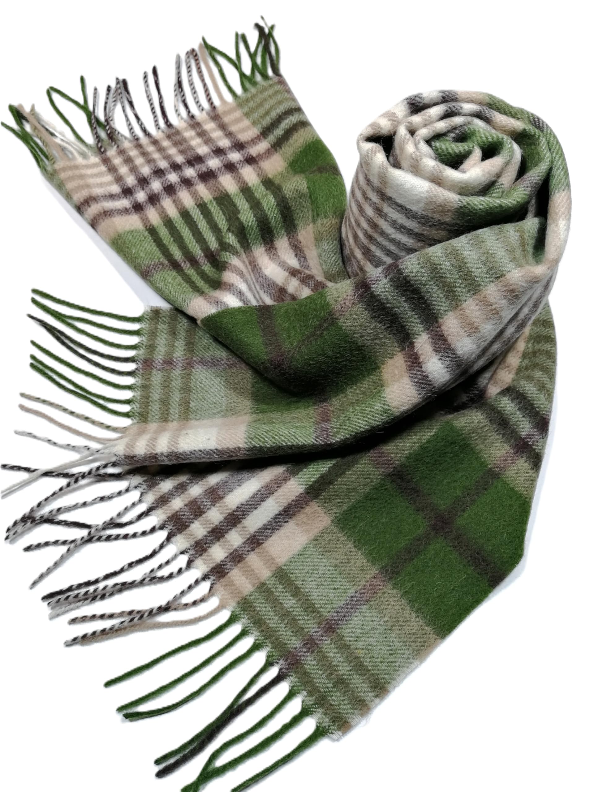 Shanlin 100% Australian Merino Wool Plaid Scarf for Men & Women – Soft, Warm, Lightweight Winter Wrap with Fringe