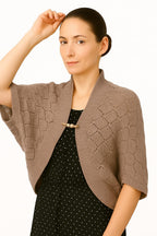Shanlin Rhombus-Shaped Hollow Pattern Cocoon Cardigan Sweater Shawl