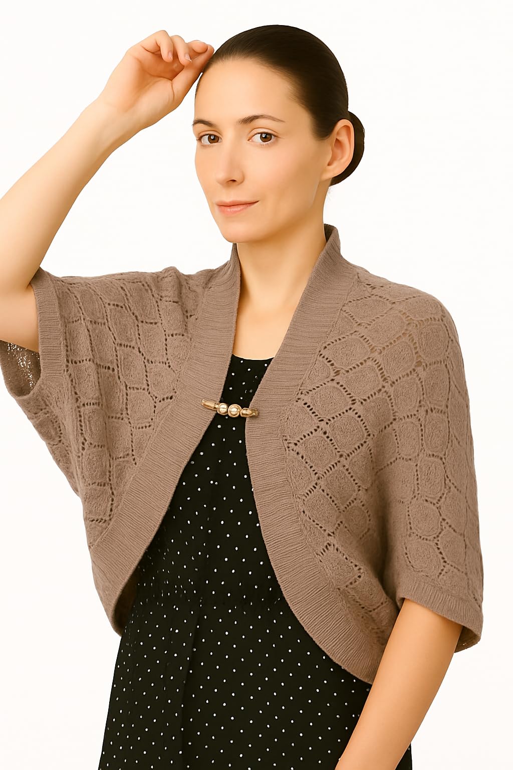 Shanlin Rhombus-Shaped Hollow Pattern Cocoon Cardigan Sweater Shawl