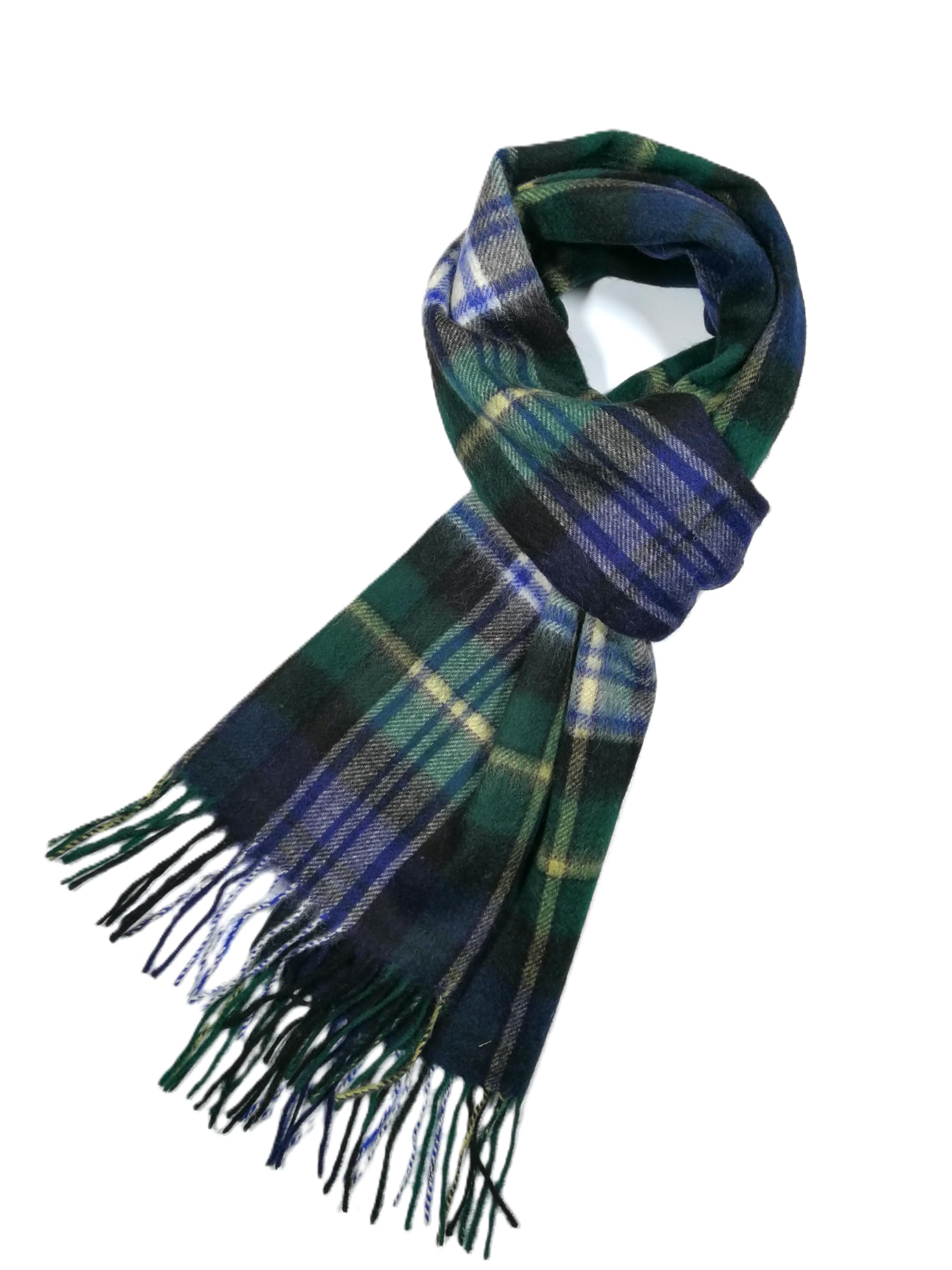 Shanlin 100% Australian Merino Wool Plaid Scarf for Men & Women – Soft, Warm, Lightweight Winter Wrap with Fringe