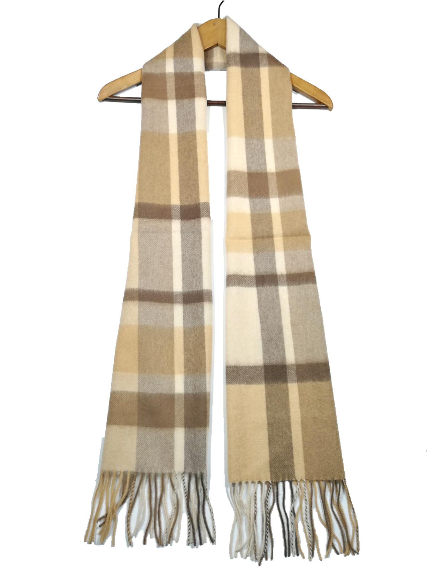 Shanlin 100% Australian Merino Wool Plaid Scarf for Men & Women – Soft, Warm, Lightweight Winter Wrap with Fringe