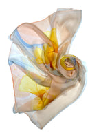 Shanlin 100% Mulberry Silk Chiffon Floral Long Scarf for Travel, Office, Wedding & Daily Wear 180 x 65 cm