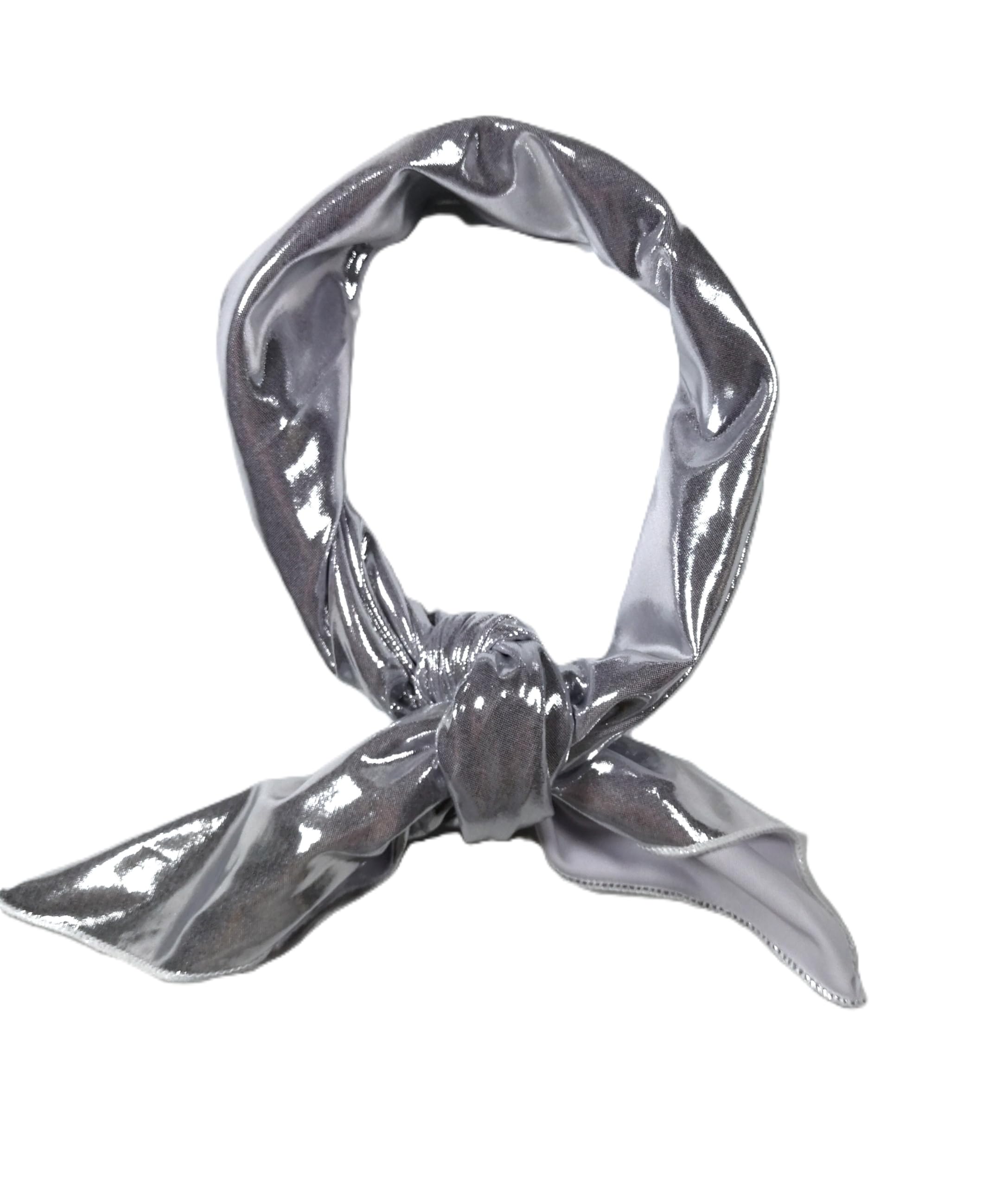 Shanlin Metallic Headscarf Futuristic Galaxy-Inspired Wrap Y2K Bandana Hip Hop Square Scarf for Women & Men