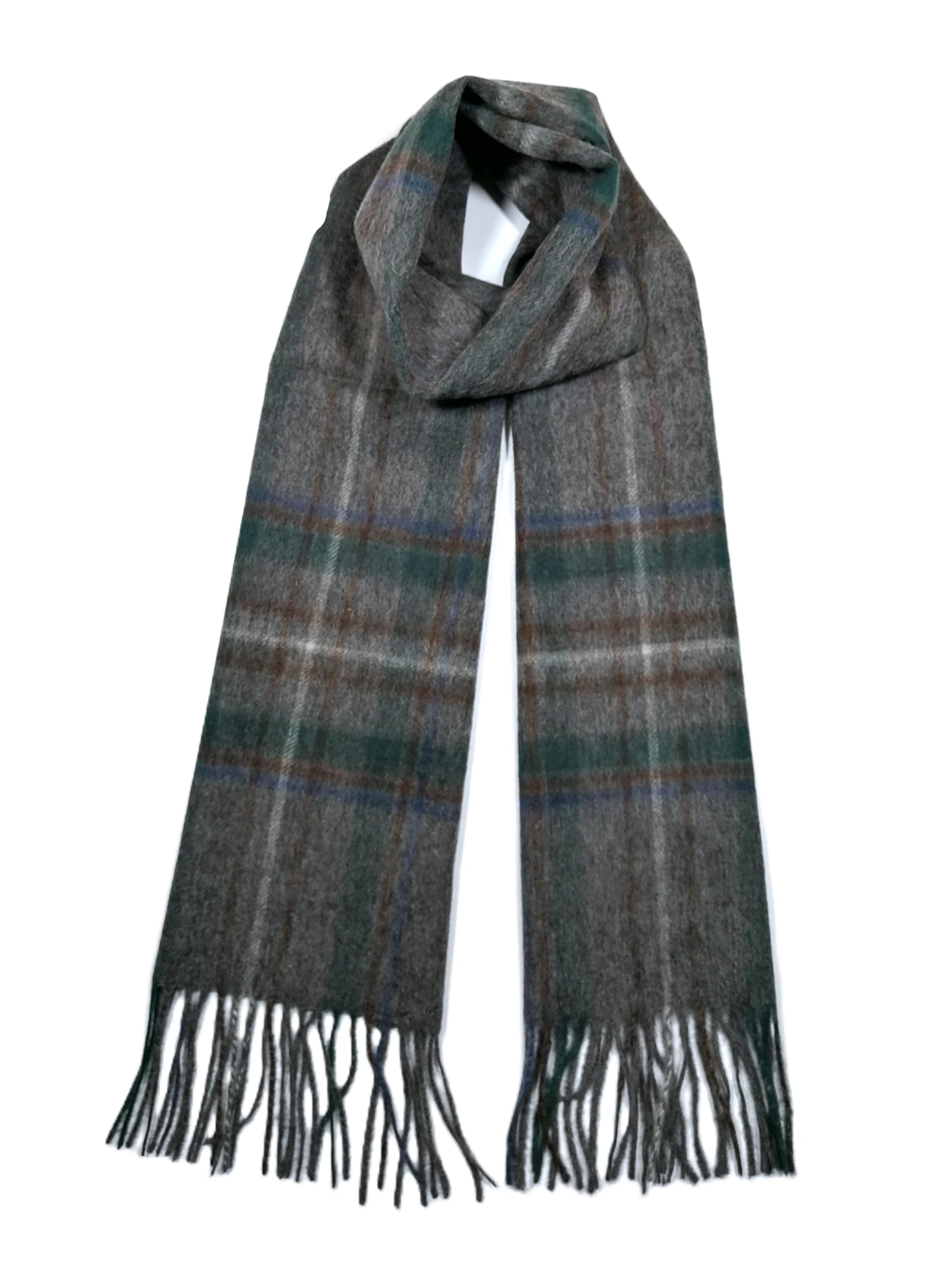 Shanlin 100% Australian Merino Wool Plaid Scarf for Men & Women – Soft, Warm, Lightweight Winter Wrap with Fringe