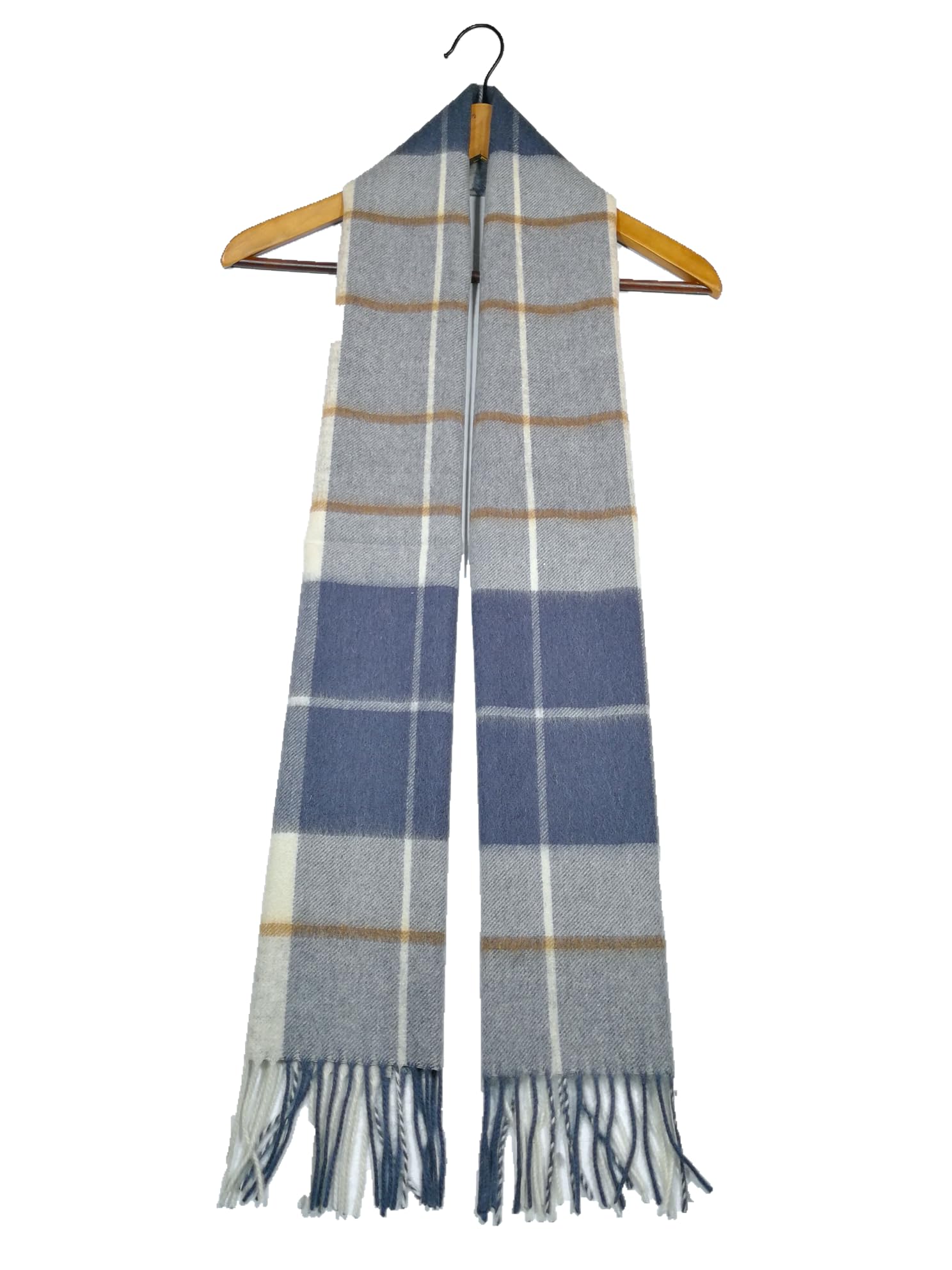Shanlin 100% Australian Merino Wool Plaid Scarf for Men & Women – Soft, Warm, Lightweight Winter Wrap with Fringe