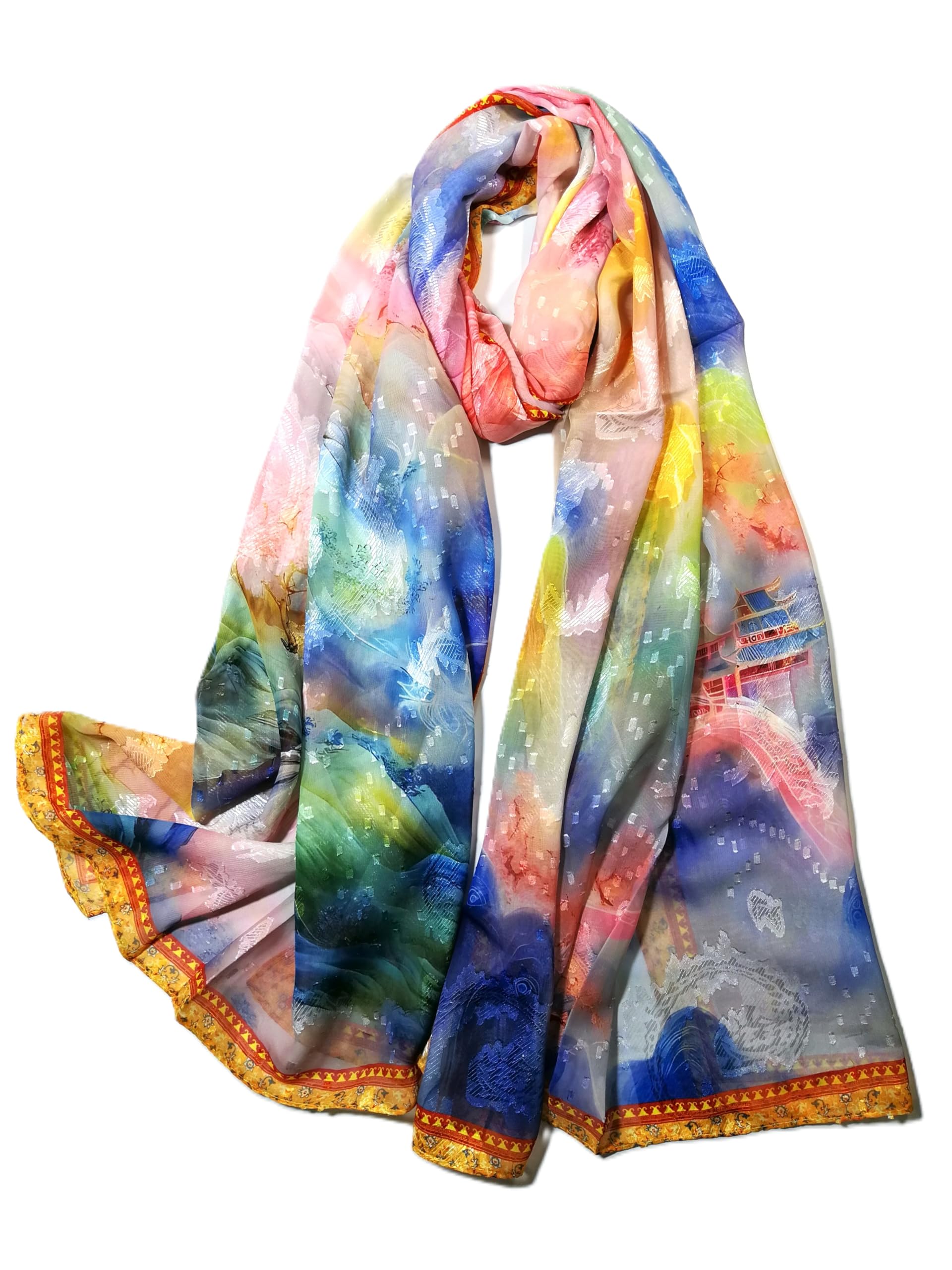 Shanlin Elegant Semi-Transparent Jacquard Scarf – Soft Lightweight Wrap for Formal Events, 70x180cm