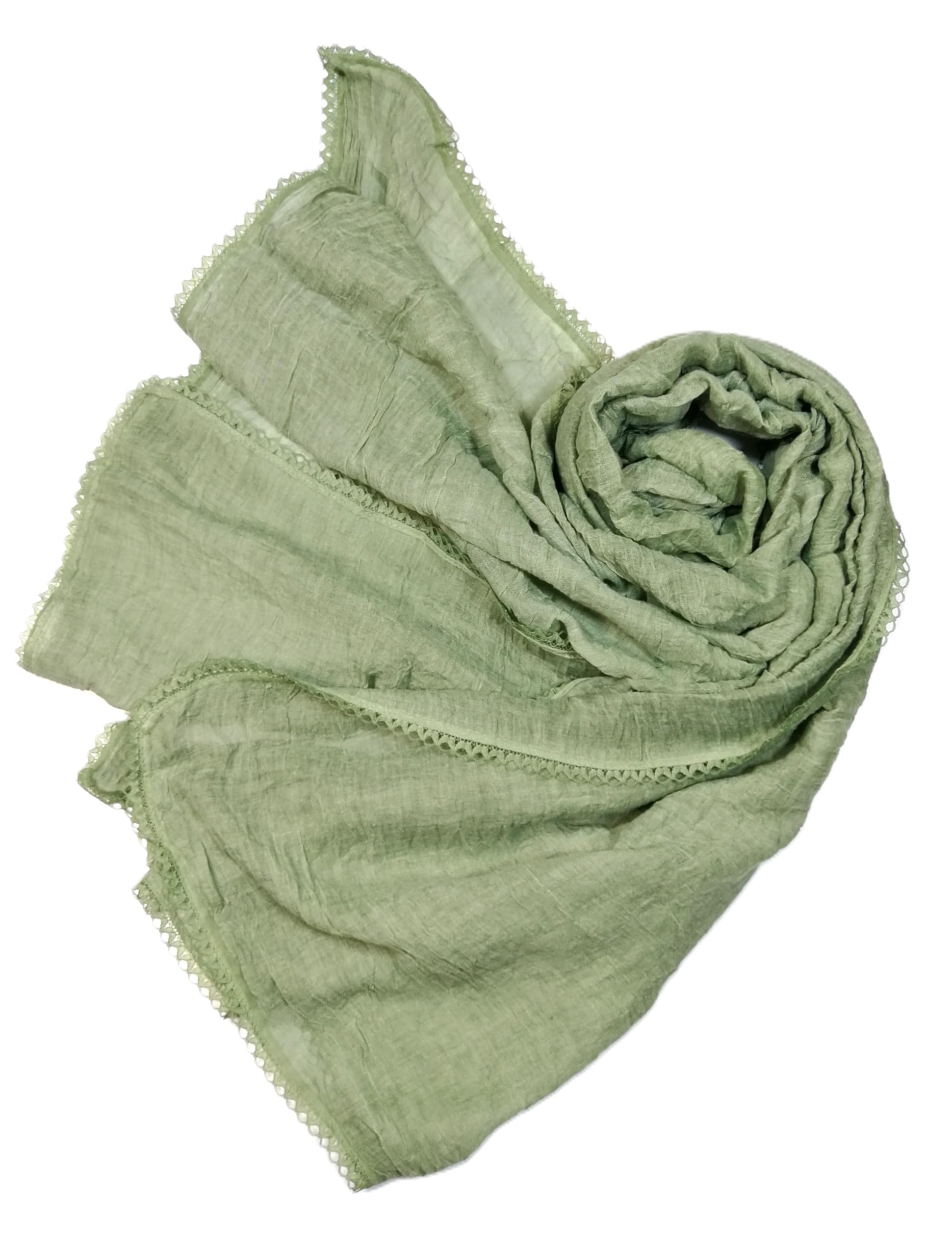 Shanlin Cotton Blend Solid Color Scarves with Elegant Lace Edge for Women