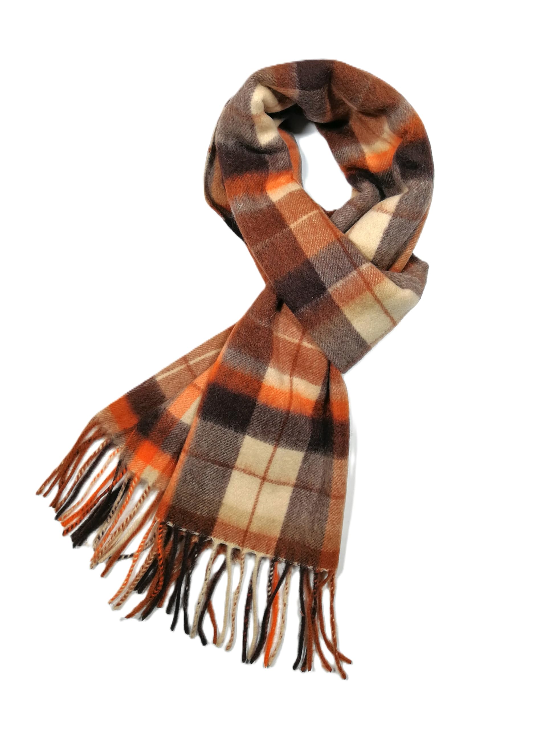 Shanlin 100% Australian Merino Wool Plaid Scarf for Men & Women – Soft, Warm, Lightweight Winter Wrap with Fringe