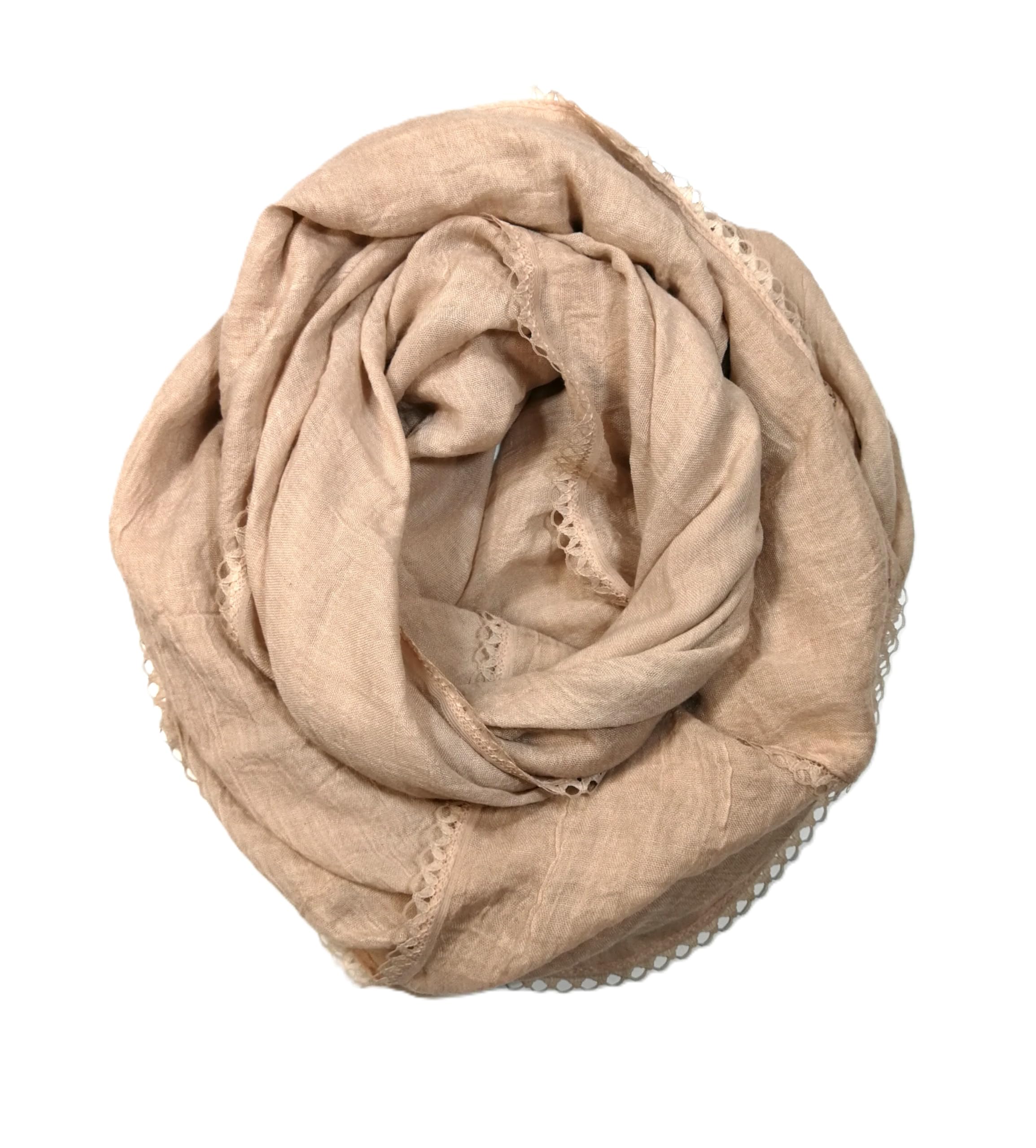 Shanlin Cotton Blend Solid Color Scarves with Elegant Lace Edge for Women