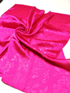 Shanlin Floral Pattern Solid Color Silk Feel Square Scarves (27.5"X27.5")