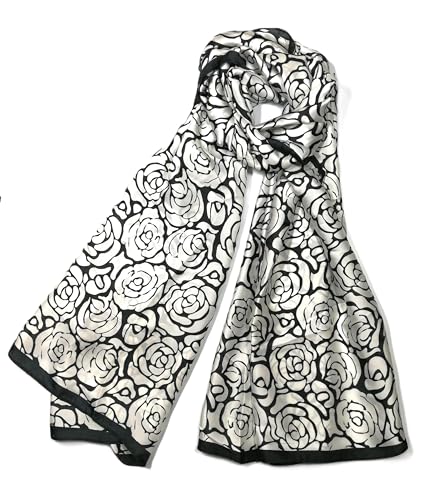 Shanlin Silk Feel Long Satin Patterned & Solid Color Scarves for Women in Gift Box