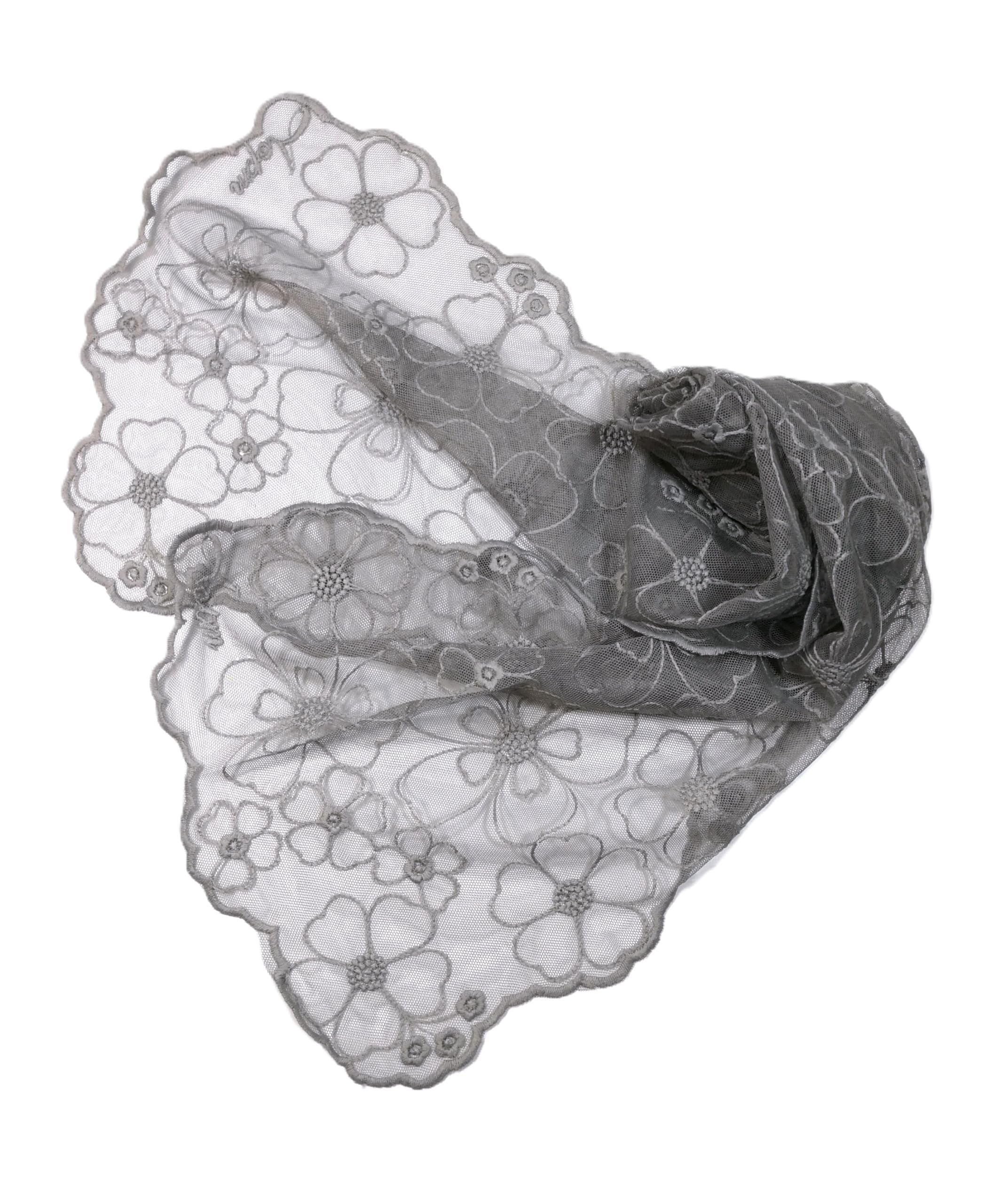 Shanlin Delicate Floral Embroidered Mesh Lace Scarf for Women