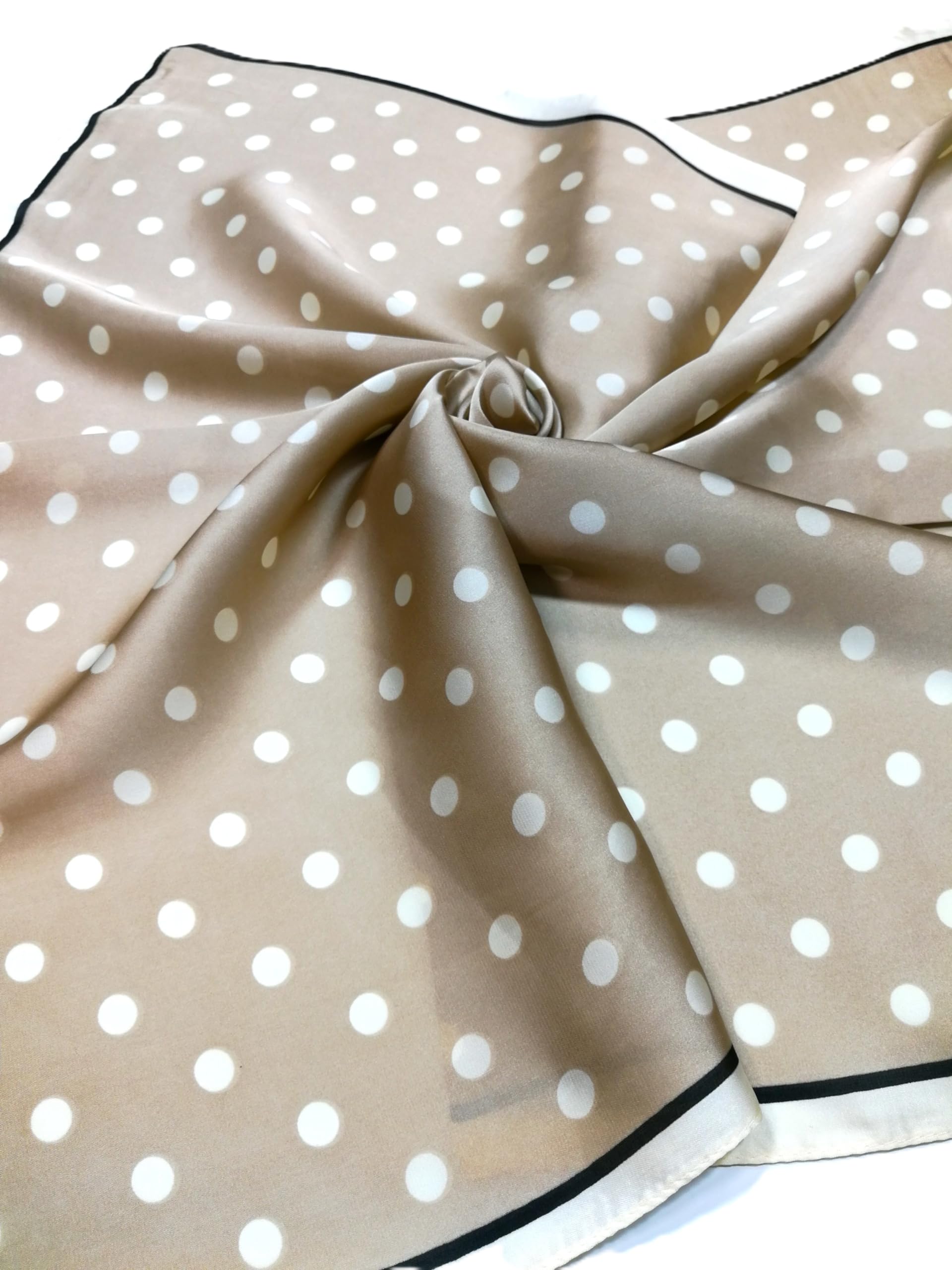 Shanlin Silk Feel Pattern Square Scarves 27" X 27" (Polka Dots)
