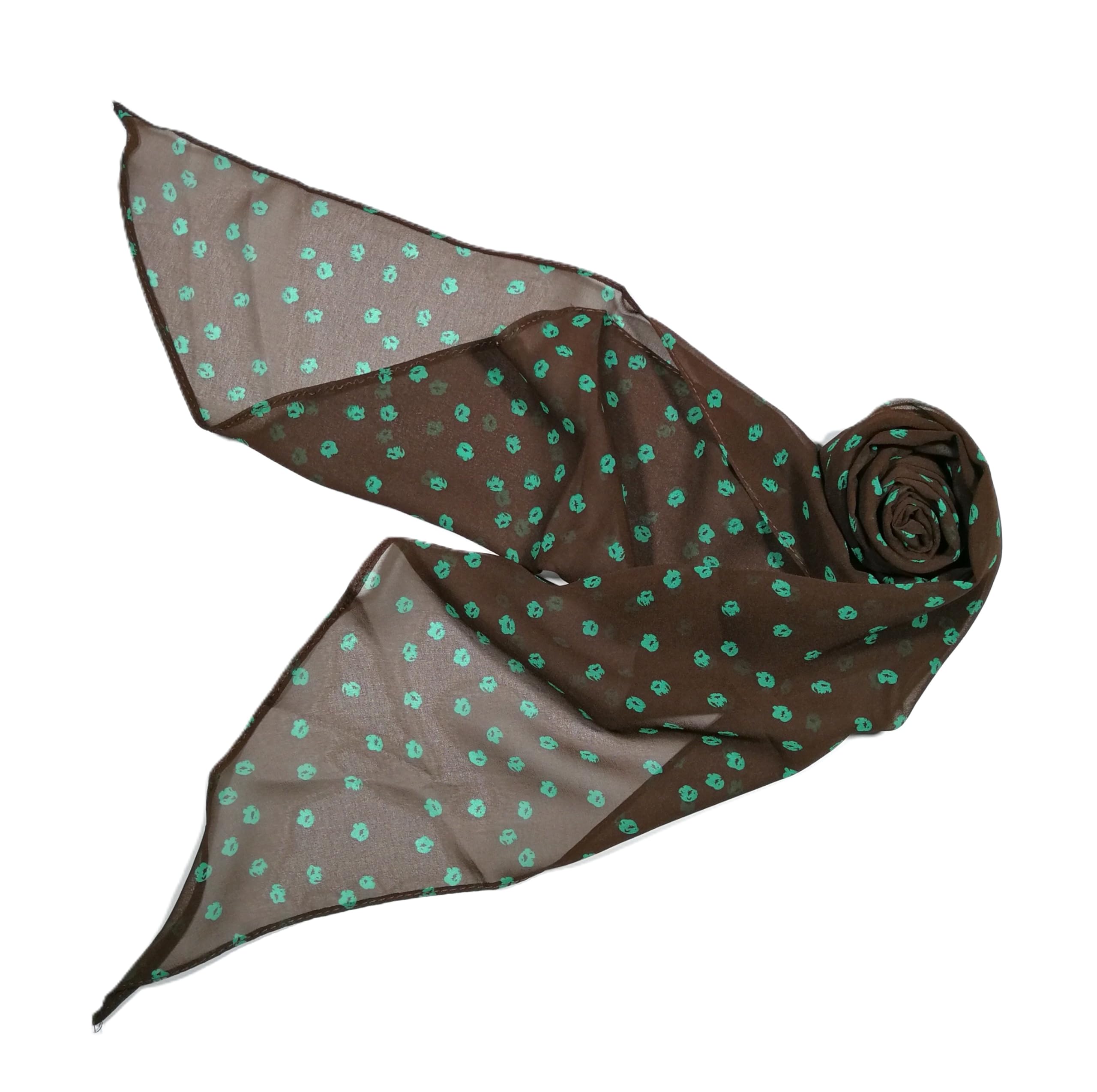Shanlin Vintage Polka Dot Chiffon Skinny Scarf – Lightweight Retro Long Ribbon for Neck, Hair, Hat