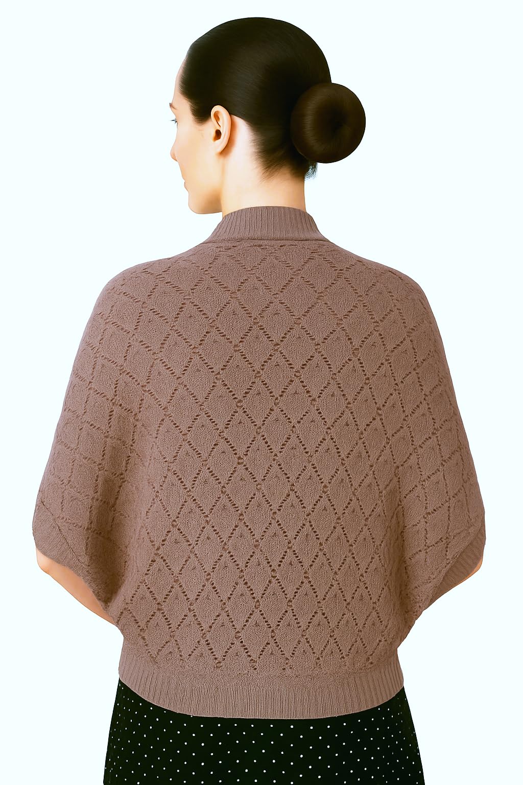 Shanlin Rhombus-Shaped Hollow Pattern Cocoon Cardigan Sweater Shawl