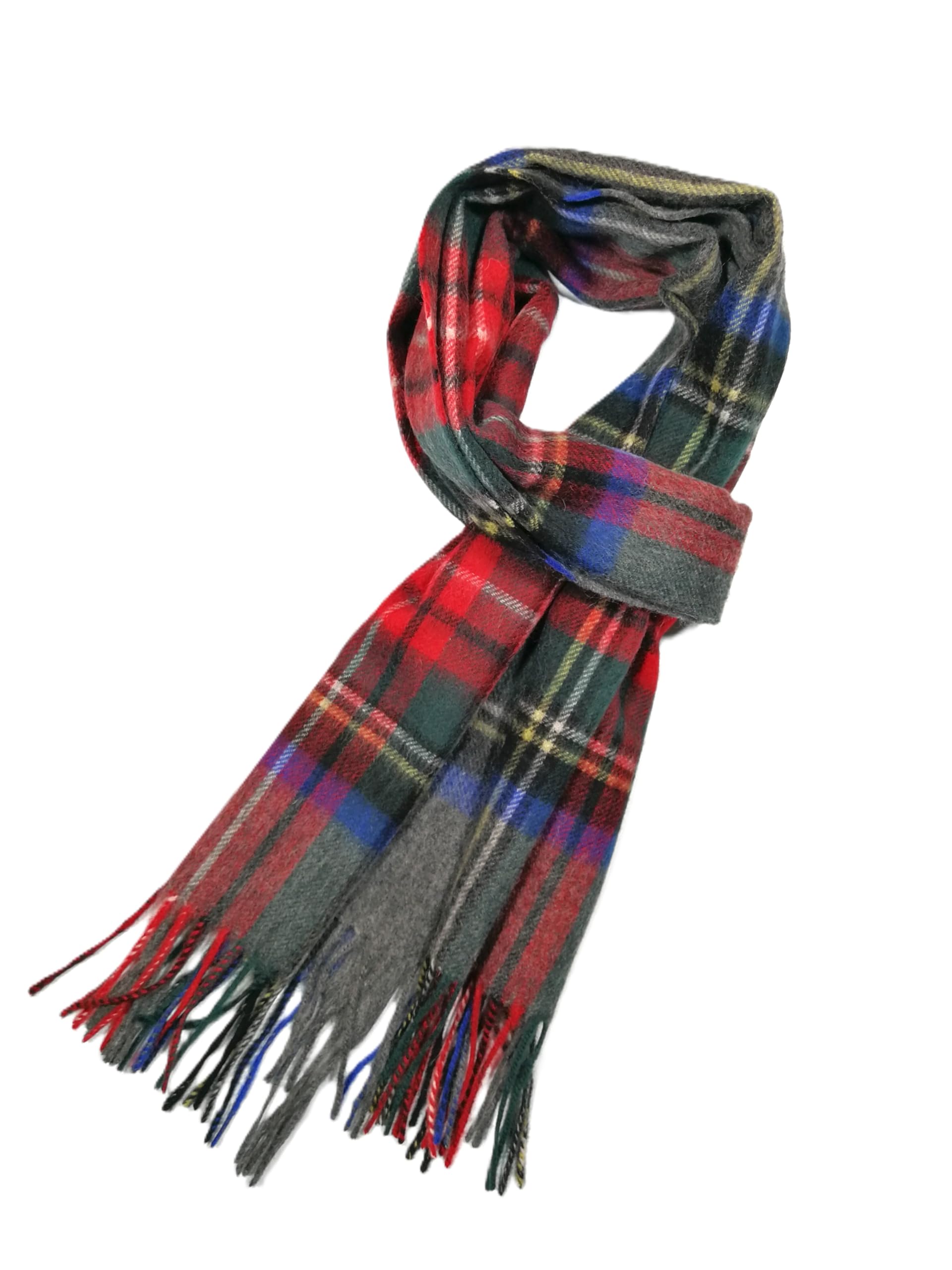 Shanlin 100% Australian Merino Wool Plaid Scarf for Men & Women – Soft, Warm, Lightweight Winter Wrap with Fringe