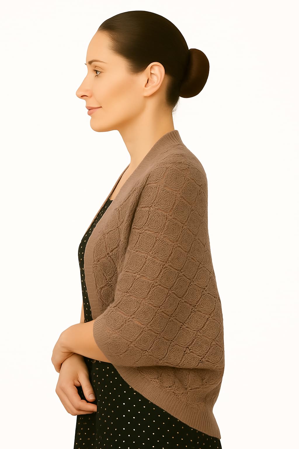Shanlin Rhombus-Shaped Hollow Pattern Cocoon Cardigan Sweater Shawl
