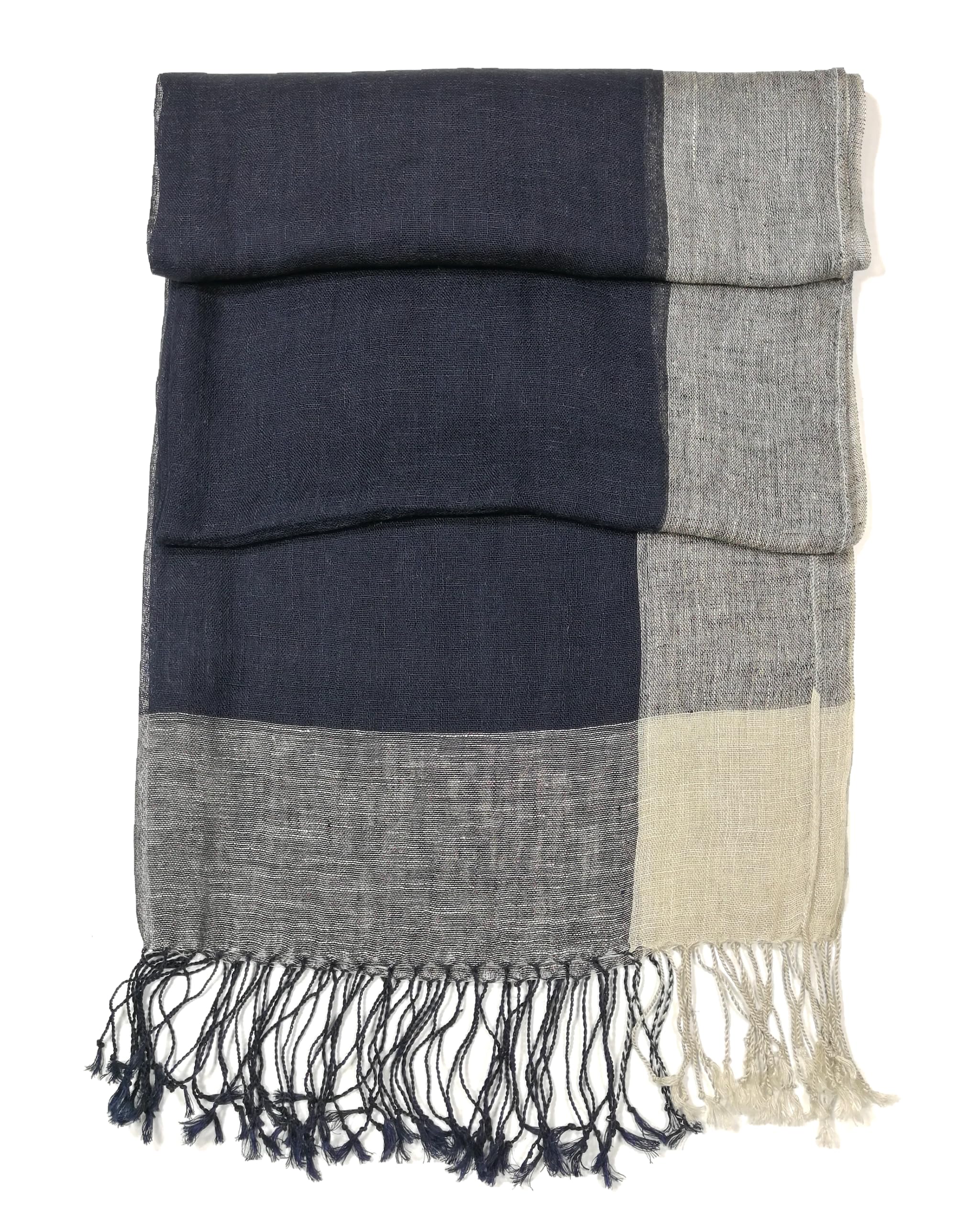 Shanlin Unisex Natural Color 100% Linen Scarves for Men and Women