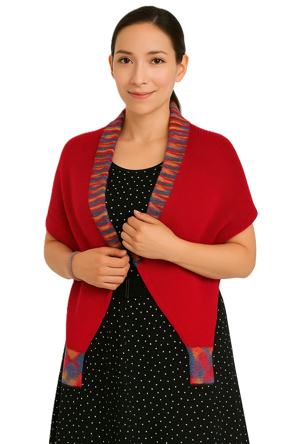 Shanlin Versatile Rainbow Hem Knit Cocoon Cardigan Sweater Shawl
