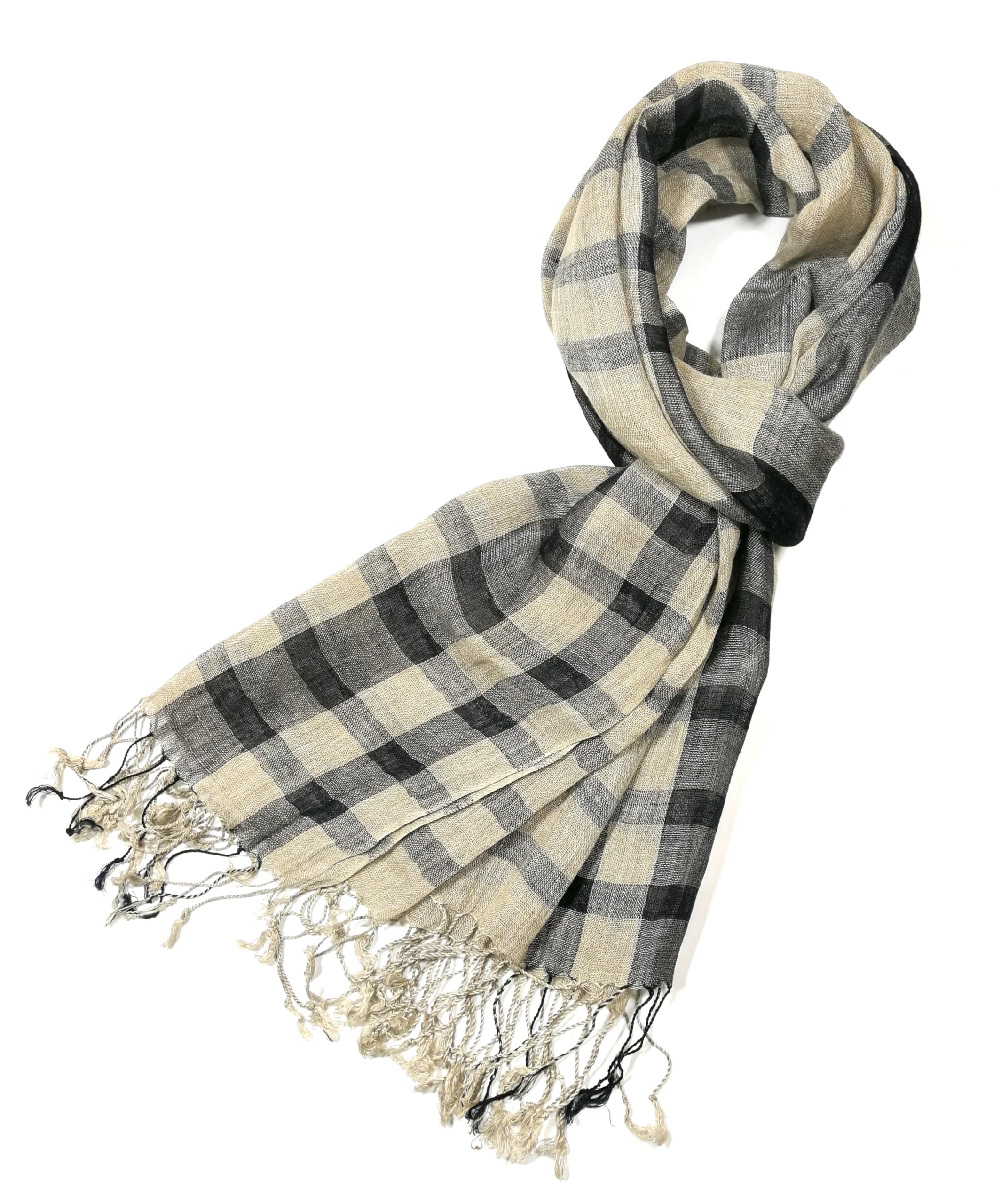 Shanlin Unisex Natural Color 100% Linen Scarves for Men and Women