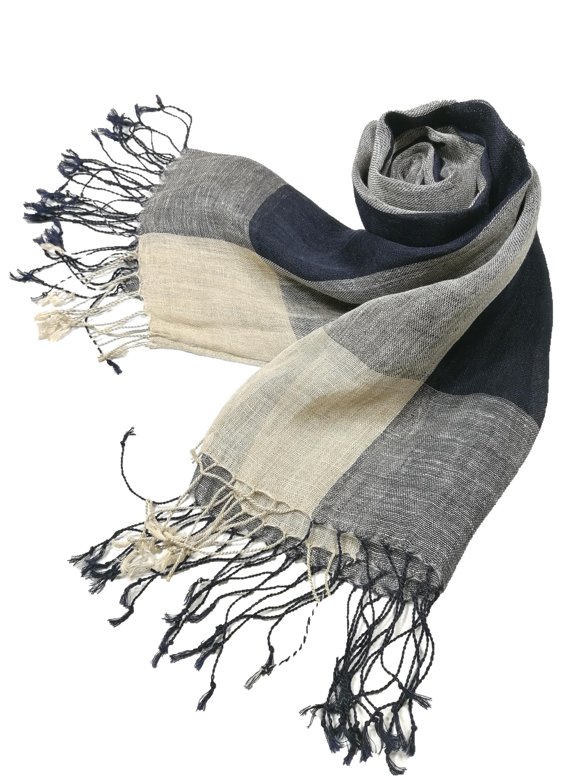 Shanlin Unisex Natural Color 100% Linen Scarves for Men and Women