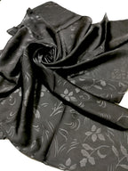 Shanlin Floral Pattern Solid Color Silk Feel Square Scarves (27.5"X27.5")