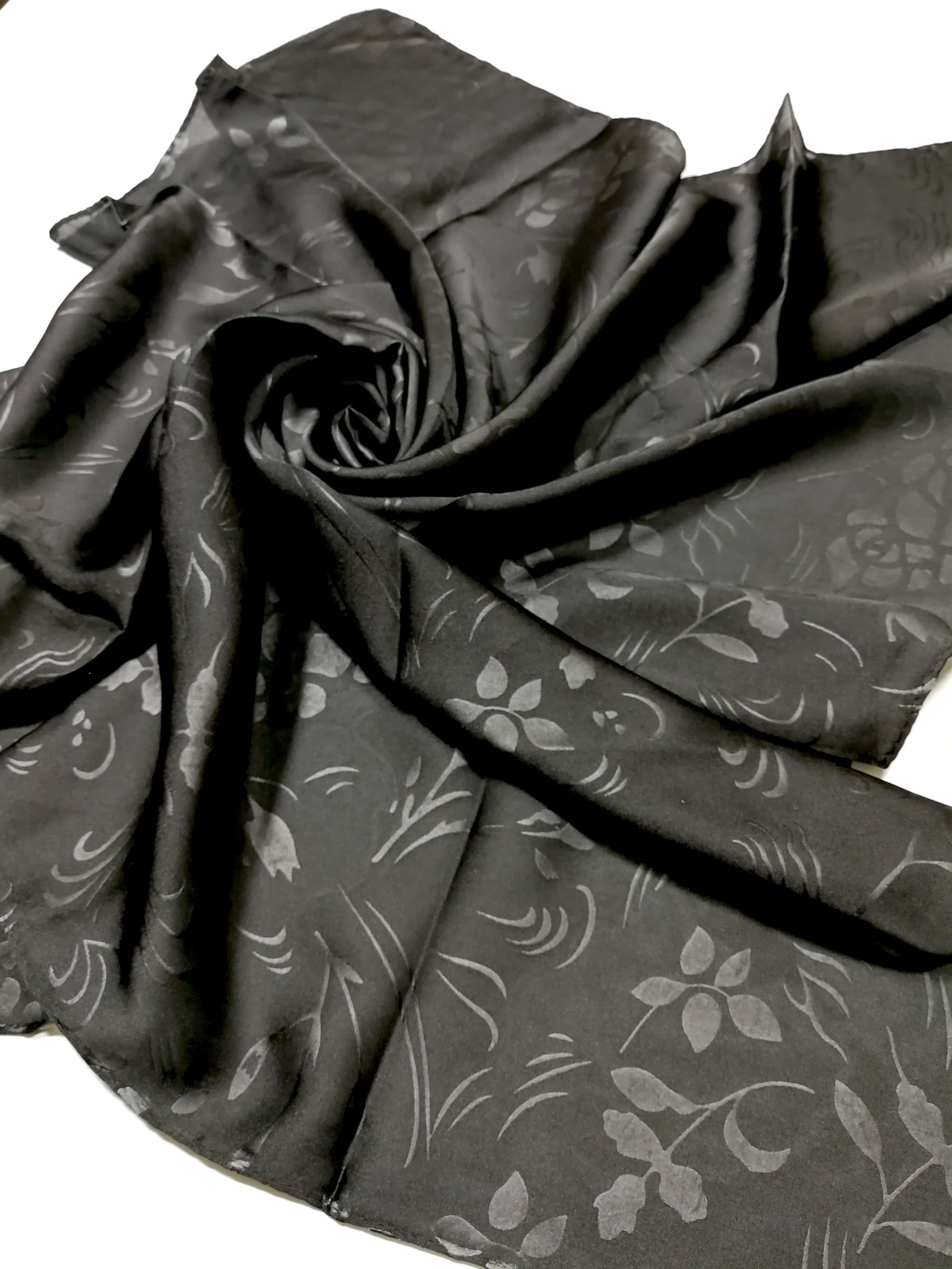 Shanlin Floral Pattern Solid Color Silk Feel Square Scarves (27.5"X27.5")