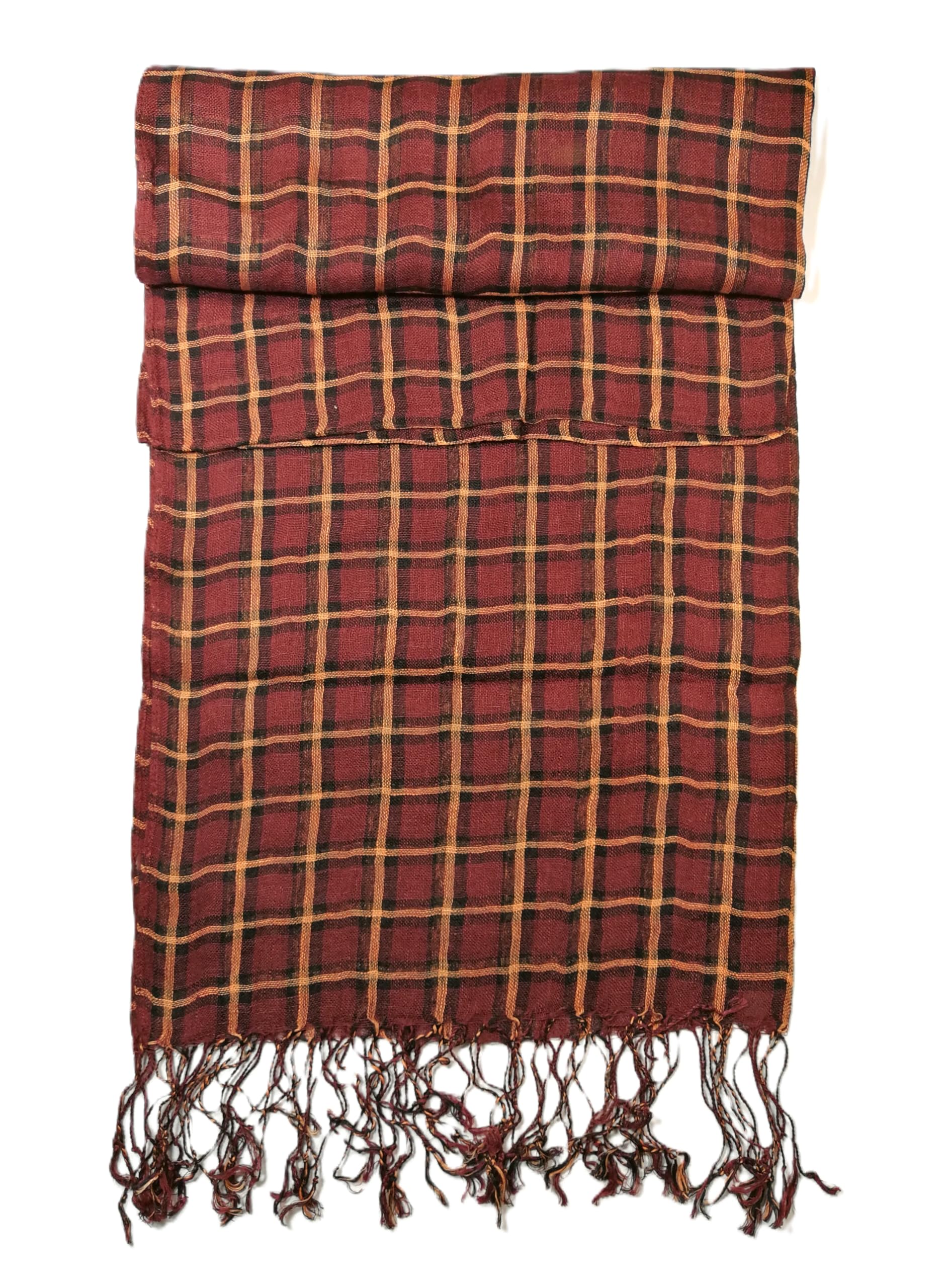 Shanlin Unisex 100% Linen Scarves for Men and Women (Plaid & Stripes)