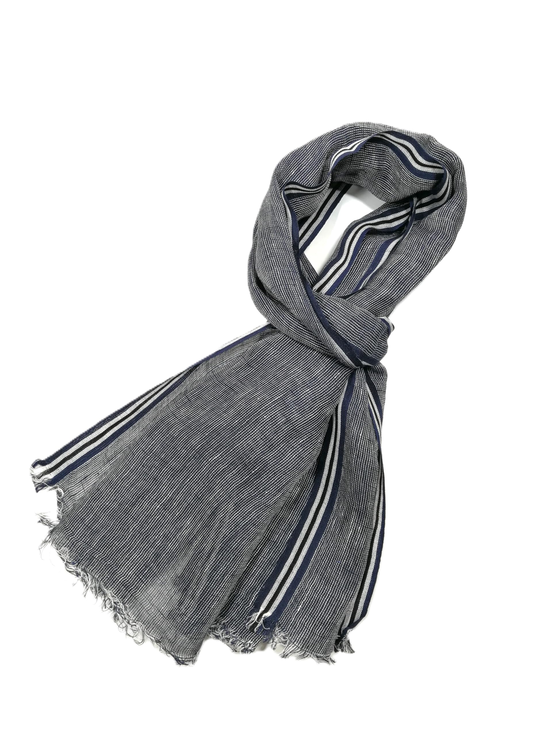 Shanlin Unisex 100% Linen Scarves for Men and Women (Plaid & Stripes)