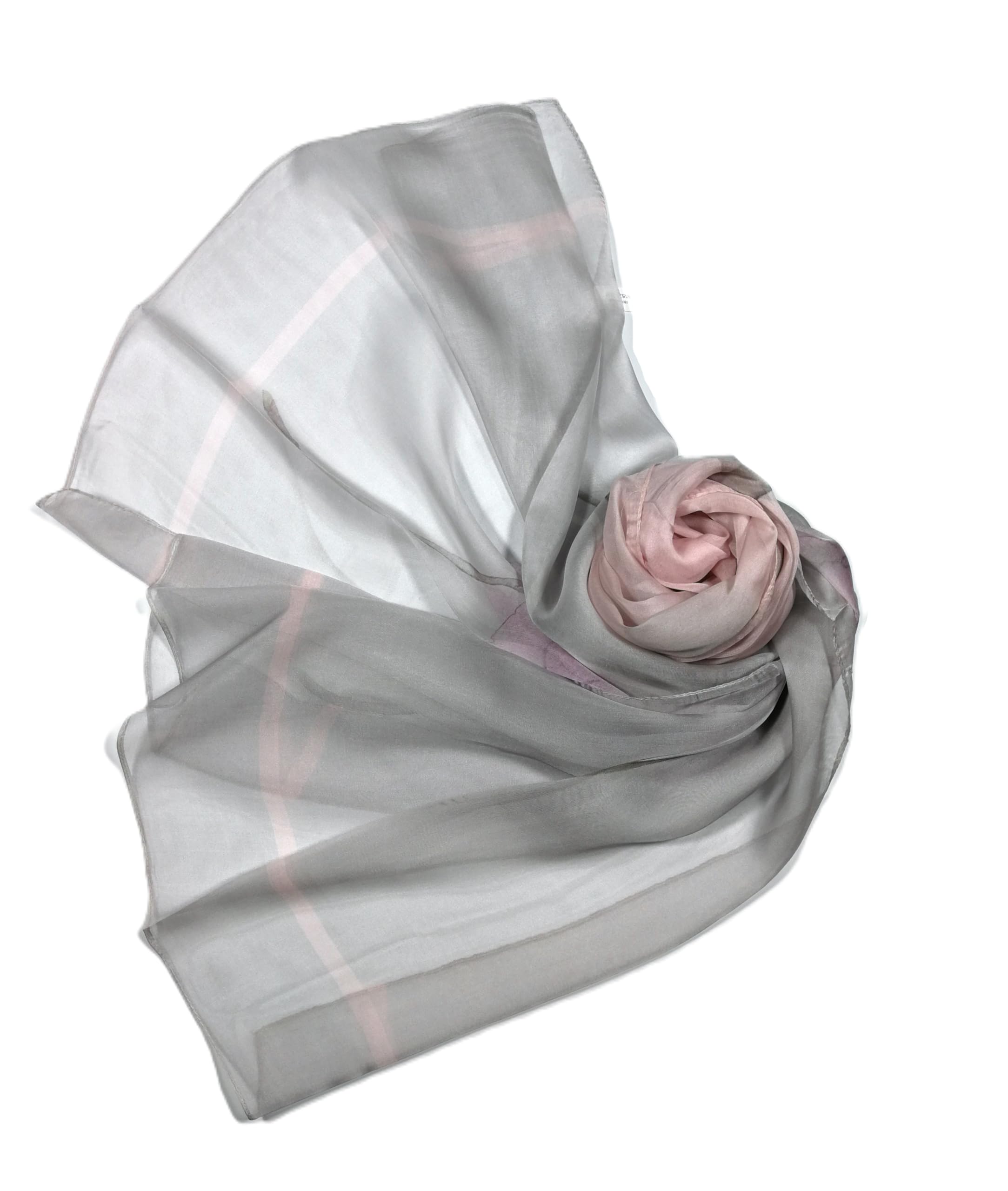 Shanlin 100% Mulberry Silk Chiffon Floral Long Scarf for Travel, Office, Wedding & Daily Wear 180 x 65 cm