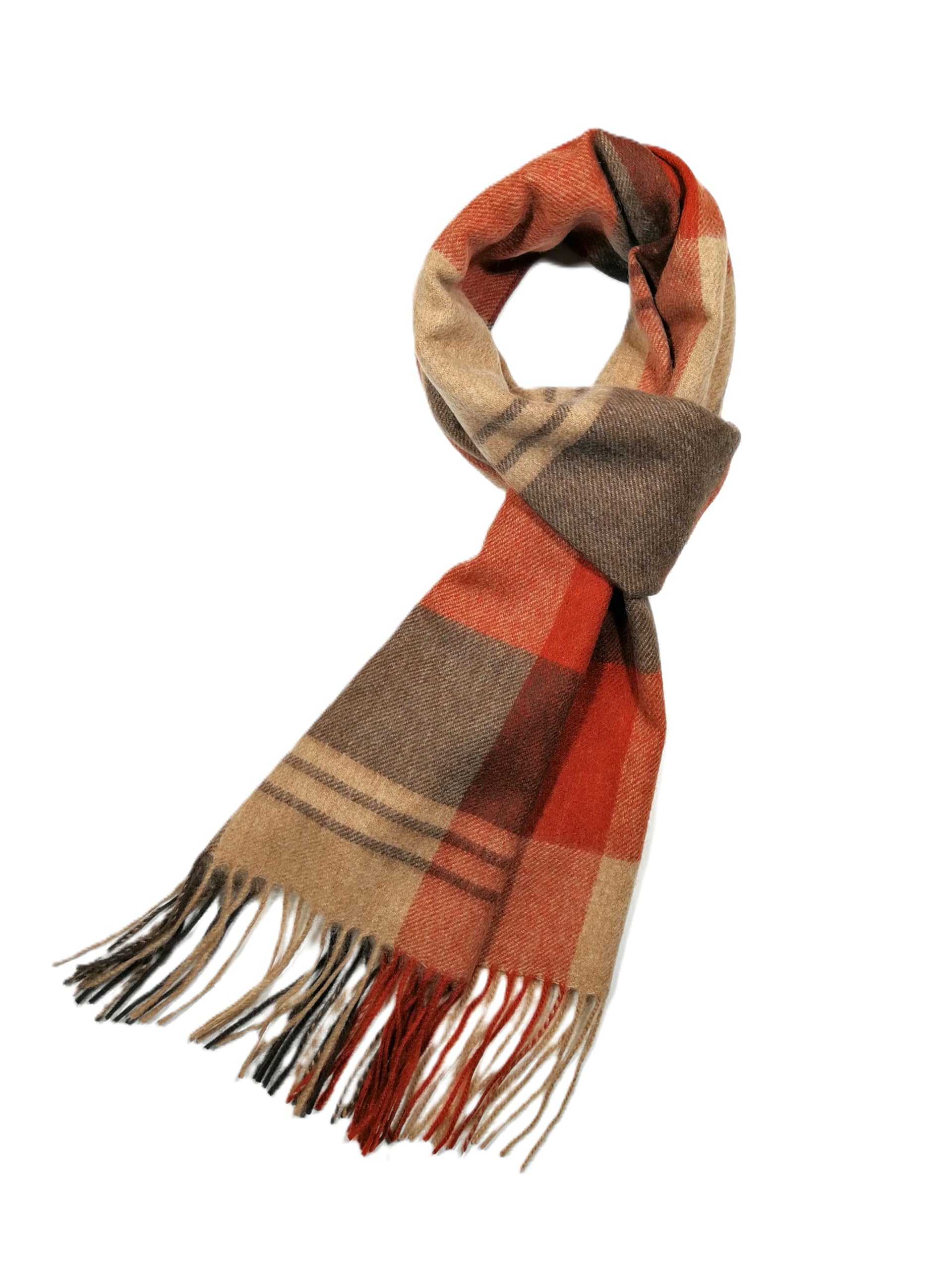 Shanlin 100% Australian Merino Wool Plaid Scarf for Men & Women – Soft, Warm, Lightweight Winter Wrap with Fringe