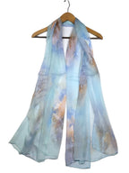 Shanlin 100% Mulberry Silk Chiffon Floral Long Scarf for Travel, Office, Wedding & Daily Wear 180 x 65 cm