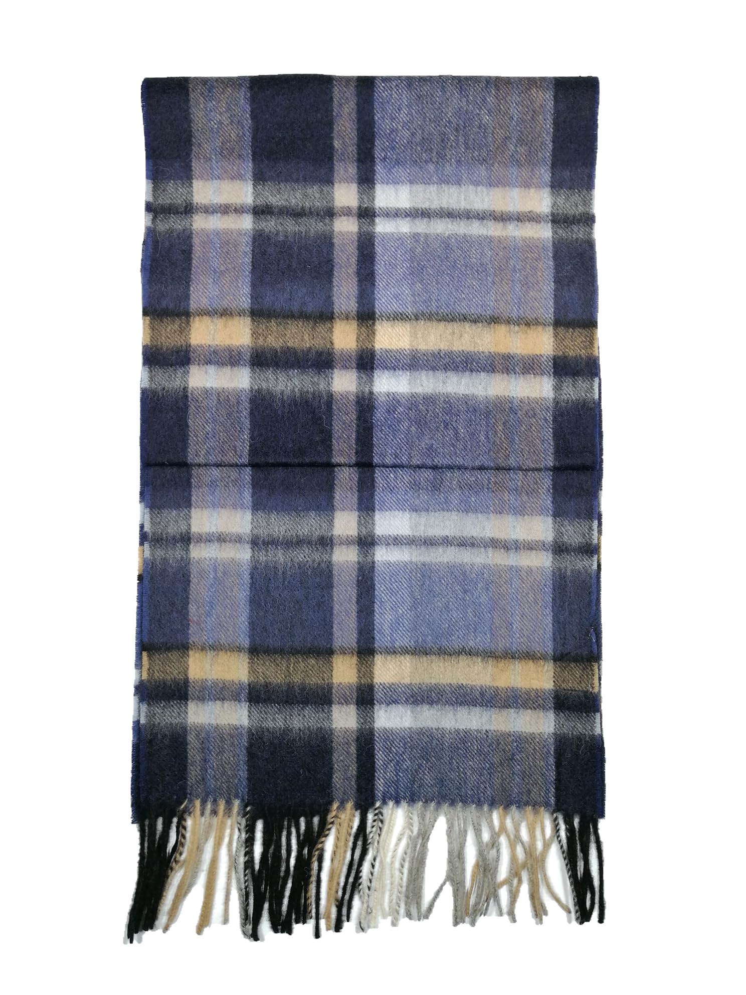 Shanlin 100% Australian Merino Wool Plaid Scarf for Men & Women – Soft, Warm, Lightweight Winter Wrap with Fringe