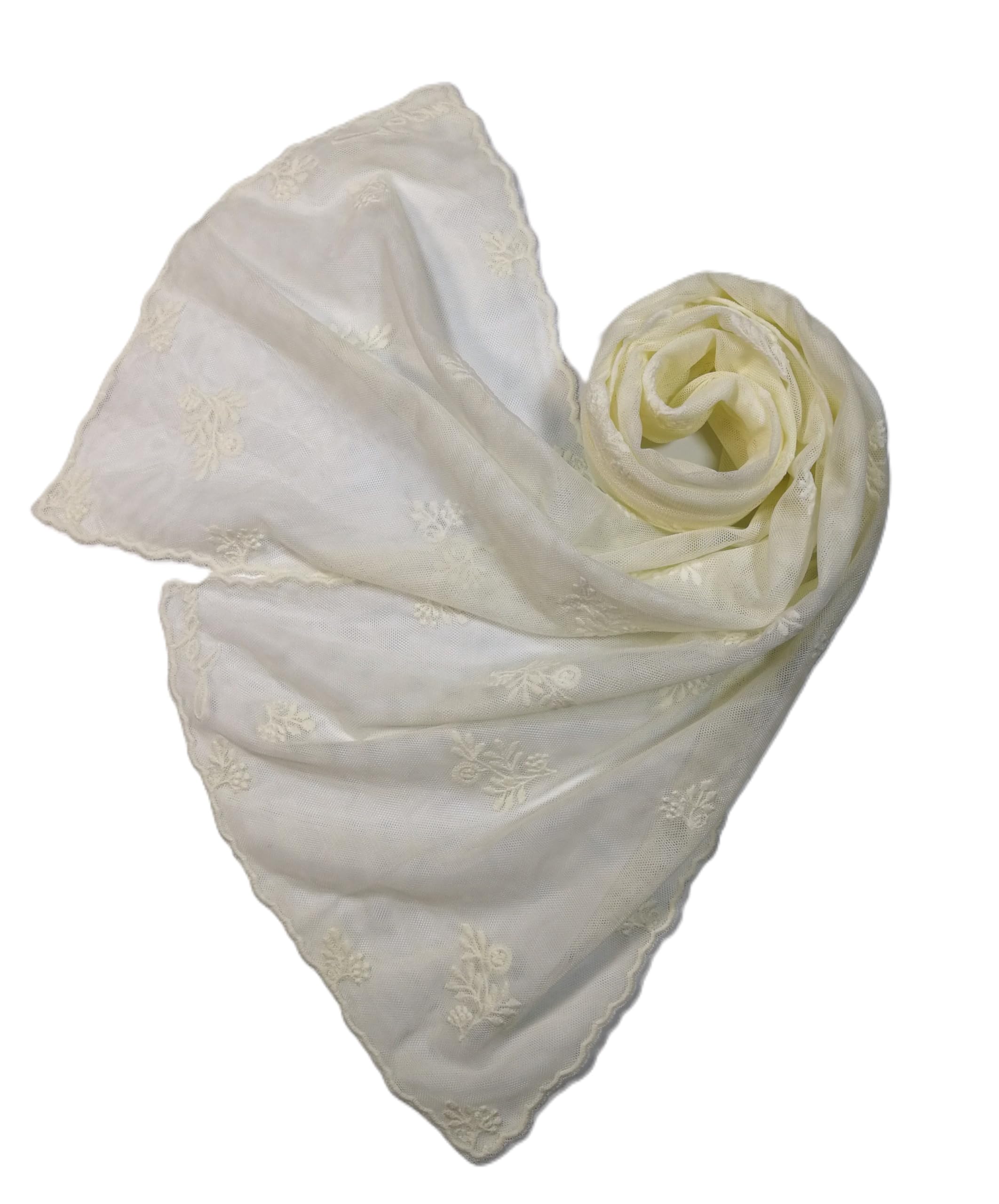 Shanlin Delicate Floral Embroidered Mesh Lace Scarf for Women