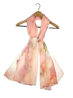 Shanlin 100% Mulberry Silk Chiffon Floral Long Scarf for Travel, Office, Wedding & Daily Wear 180 x 65 cm