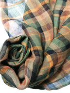 Shanlin Unisex 100% Linen Scarves for Men and Women (Plaid & Stripes)