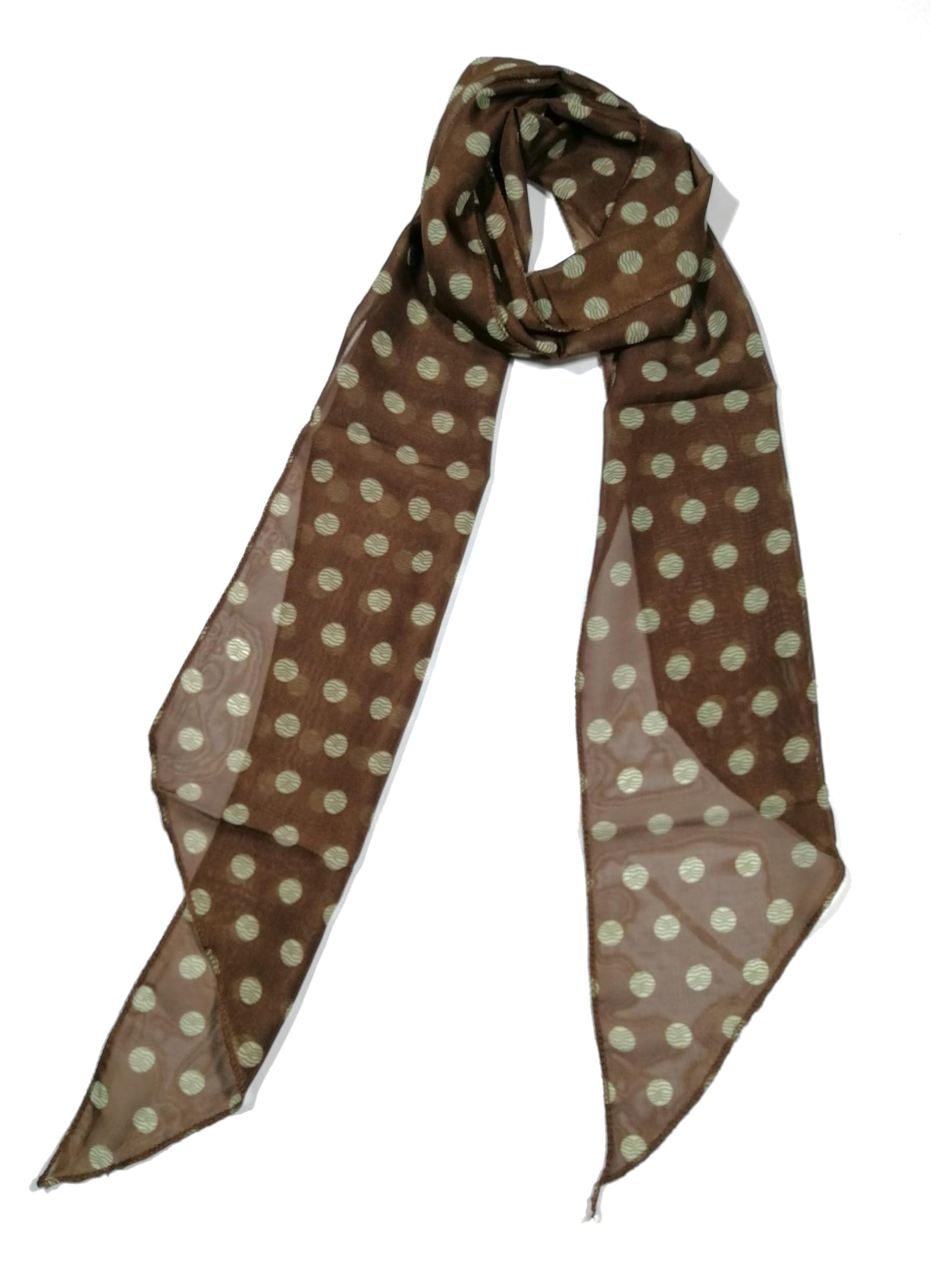 Shanlin Vintage Polka Dot Chiffon Skinny Scarf – Lightweight Retro Long Ribbon for Neck, Hair, Hat