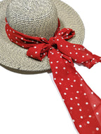 Shanlin Vintage Polka Dot Chiffon Skinny Scarf – Lightweight Retro Long Ribbon for Neck, Hair, Hat
