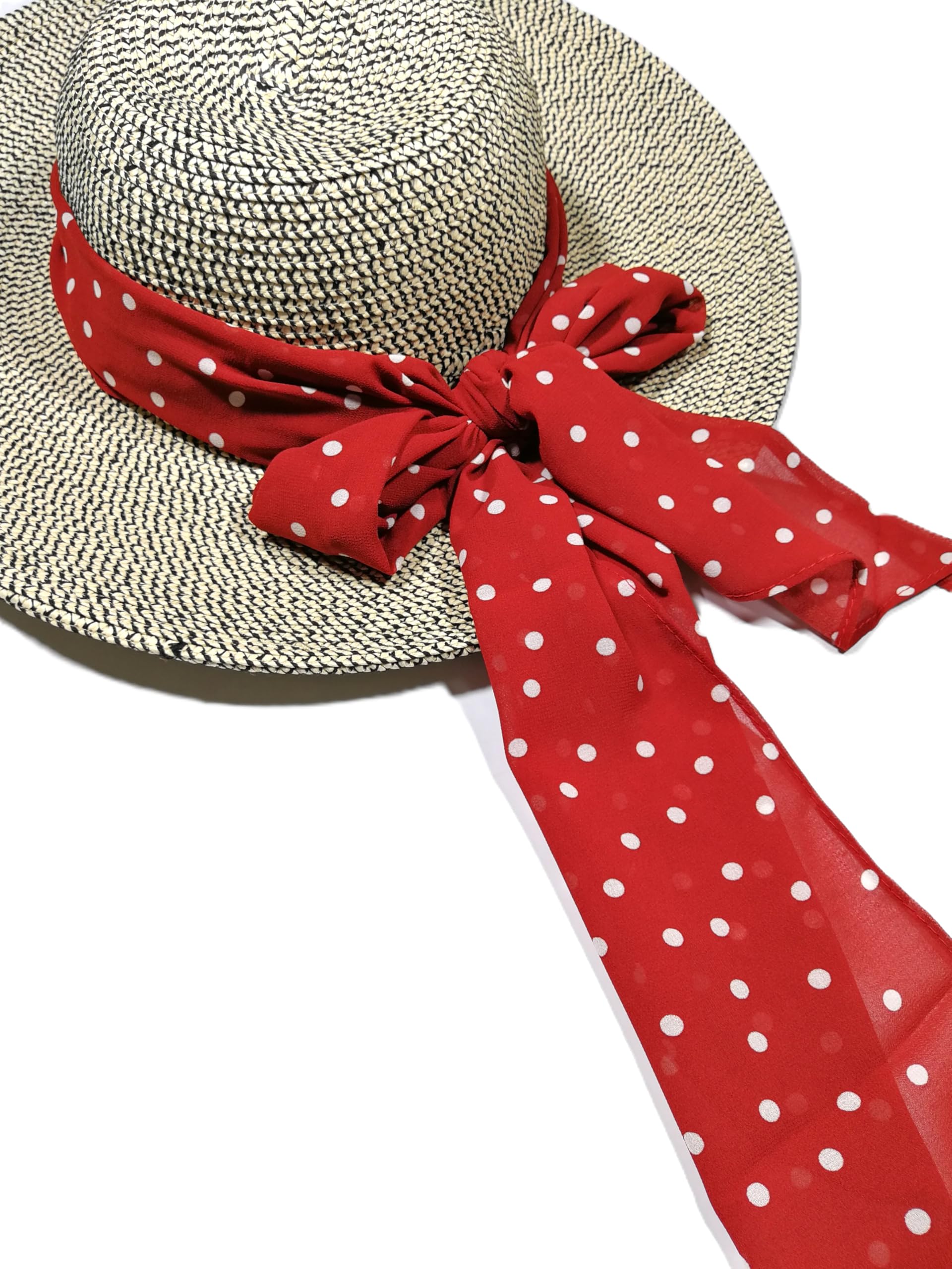 Shanlin Vintage Polka Dot Chiffon Skinny Scarf – Lightweight Retro Long Ribbon for Neck, Hair, Hat