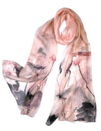 Shanlin 100% Mulberry Silk Chiffon Floral Long Scarf for Travel, Office, Wedding & Daily Wear 180 x 65 cm