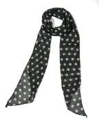 Shanlin Vintage Polka Dot Chiffon Skinny Scarf – Lightweight Retro Long Ribbon for Neck, Hair, Hat