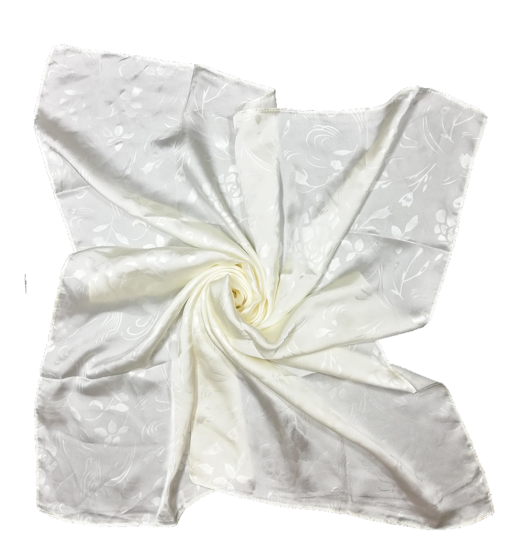 Shanlin Floral Pattern Solid Color Silk Feel Square Scarves (27.5"X27.5")
