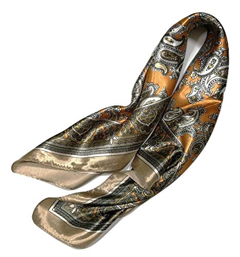 Shanlin Paisley Pattern Silk Feel Satin Square Scarf Bandanas (23.5"X23.5")
