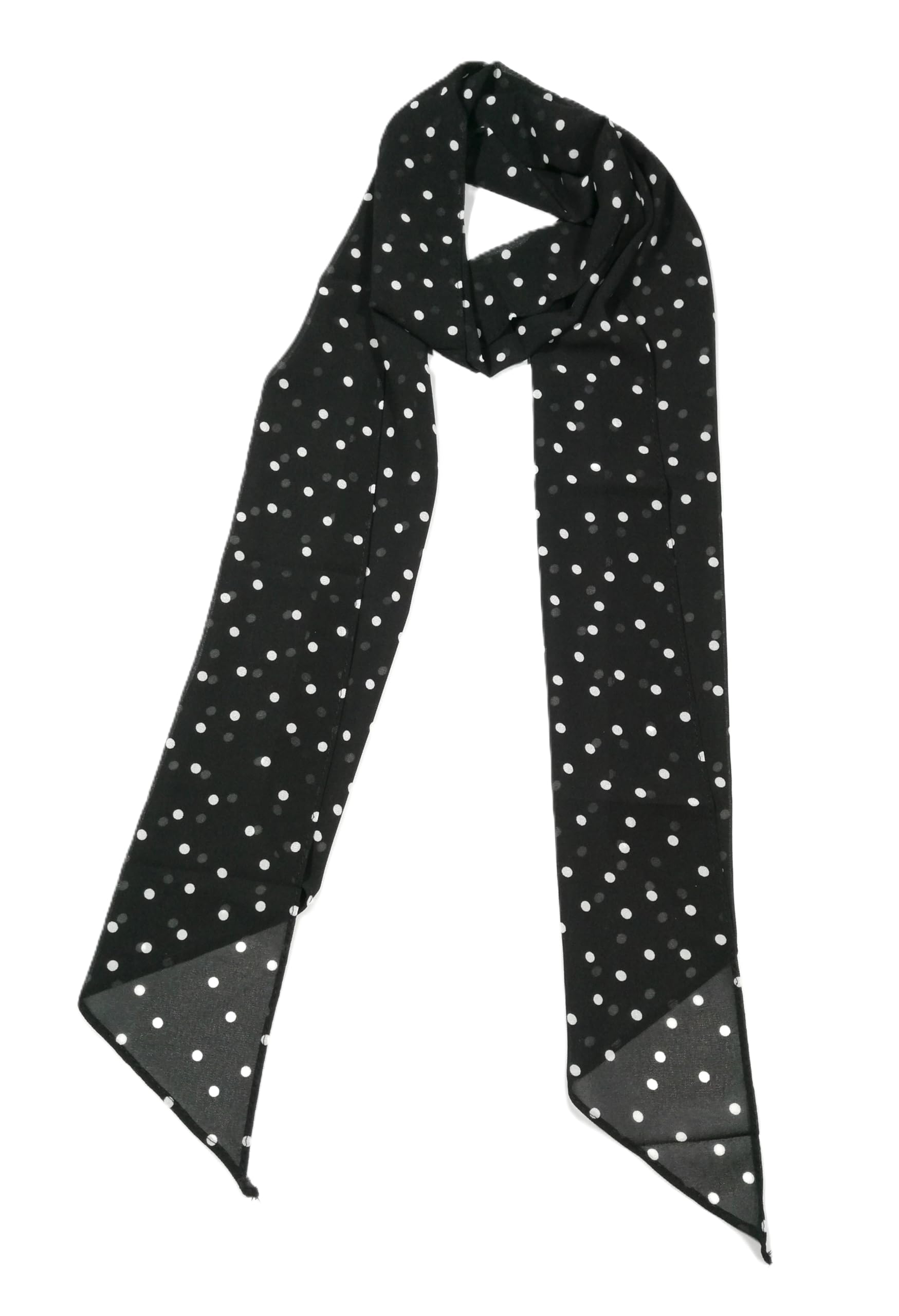 Shanlin Vintage Polka Dot Chiffon Skinny Scarf – Lightweight Retro Long Ribbon for Neck, Hair, Hat
