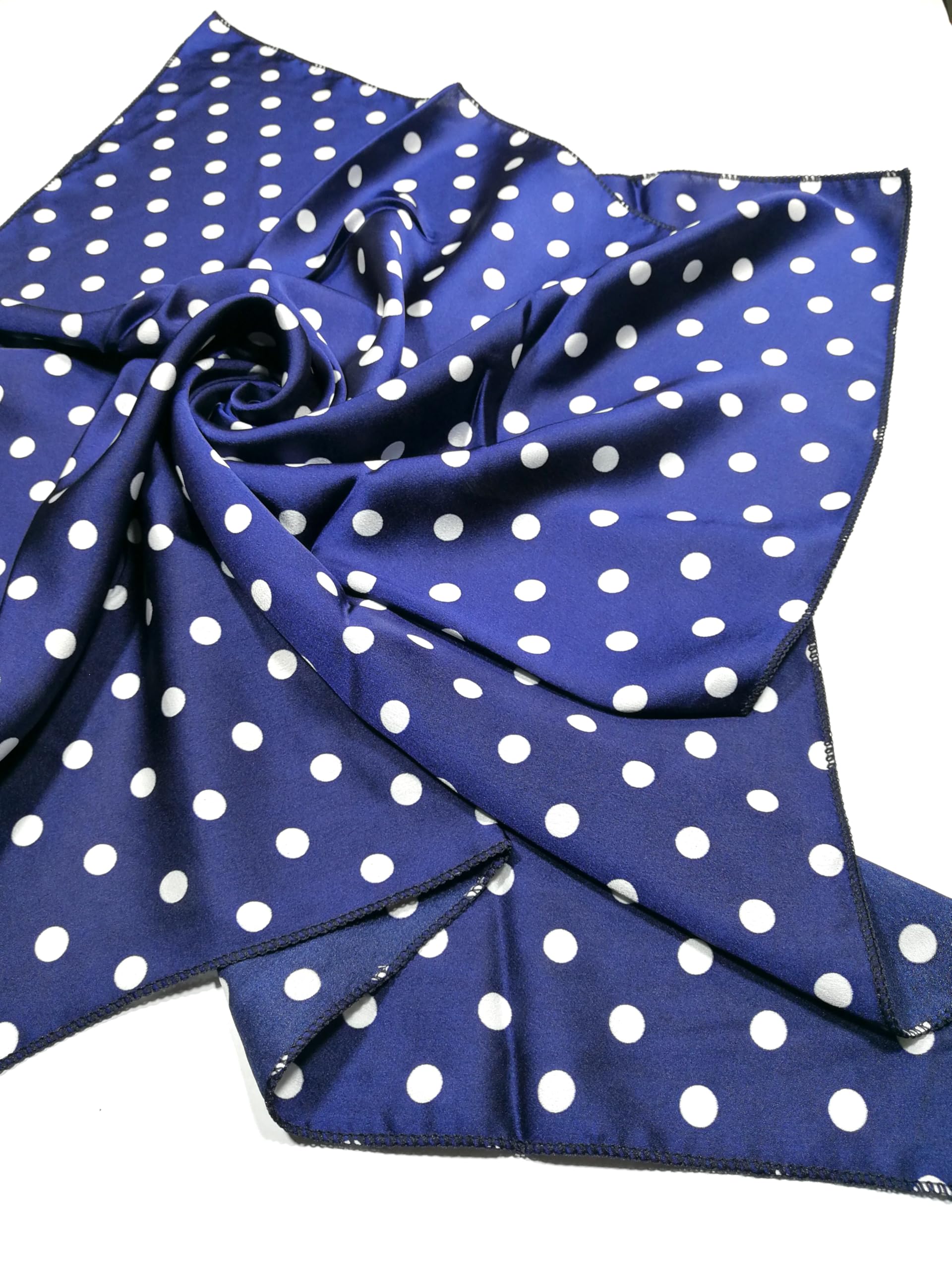 Shanlin Silk Feel Pattern Square Scarves 27" X 27" (Polka Dots)