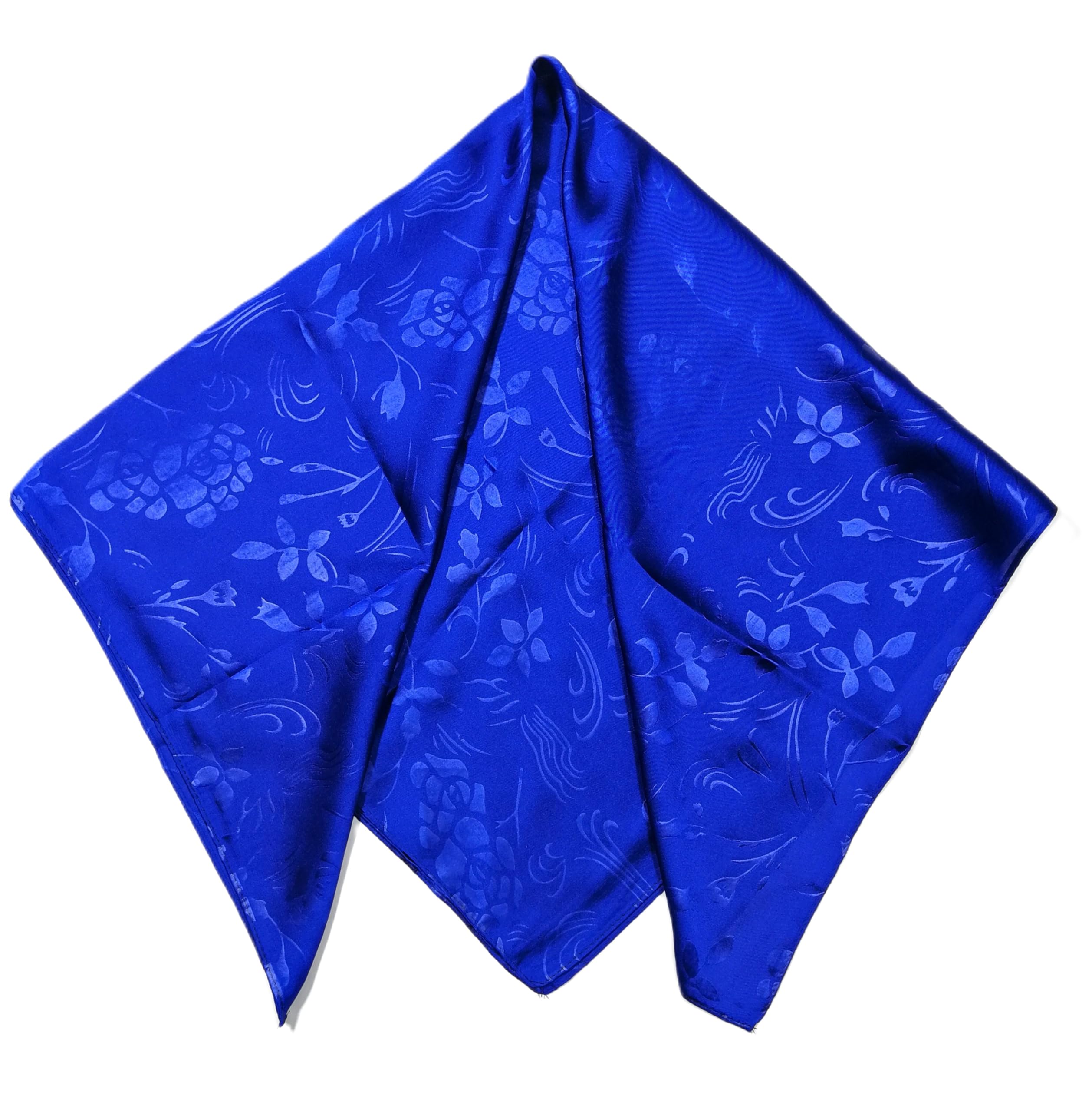 Shanlin Floral Pattern Solid Color Silk Feel Square Scarves (27.5"X27.5")
