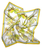 Shanlin 100% Mulberry Silk Twill Scarf Hand-Drawn Nature Print Square Silk Neckerchief Headscarf for Women (26"x26")