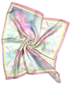 Shanlin 100% Mulberry Silk Twill Scarf Hand-Drawn Nature Print Square Silk Neckerchief Headscarf for Women (26"x26")