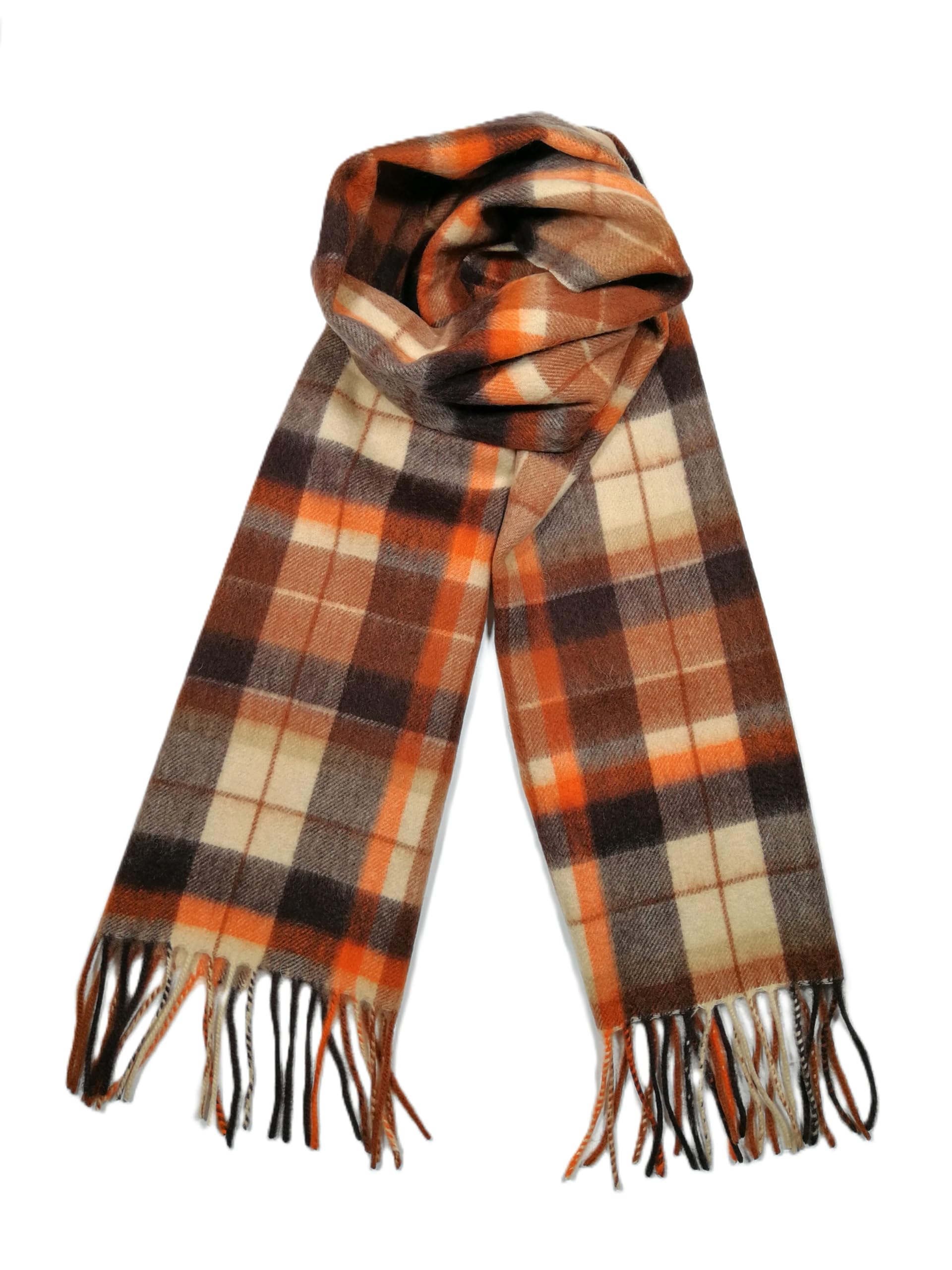 Shanlin 100% Australian Merino Wool Plaid Scarf for Men & Women – Soft, Warm, Lightweight Winter Wrap with Fringe