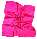 Shanlin Floral Pattern Solid Color Silk Feel Square Scarves (27.5"X27.5")